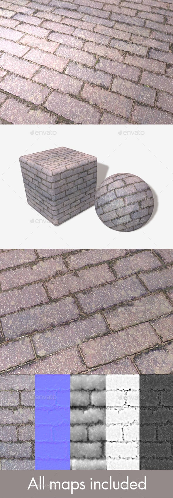Purple Brick Paving Seamless Texture - 3DOcean Item for Sale