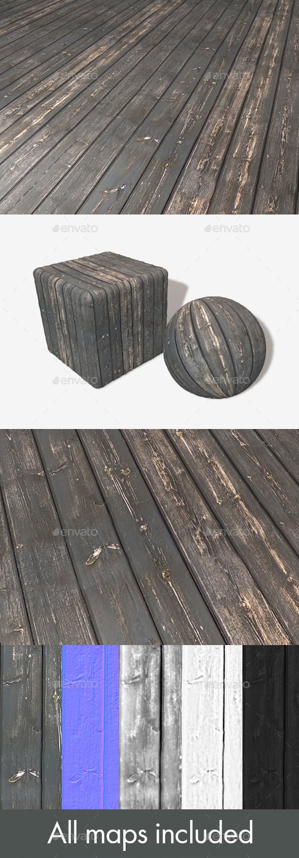 Stained Black Wood Seamless Texture - 3DOcean Item for Sale