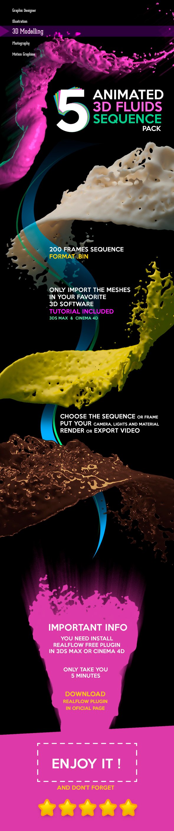 Animated 3D Fluids Pack - 3DOcean Item for Sale