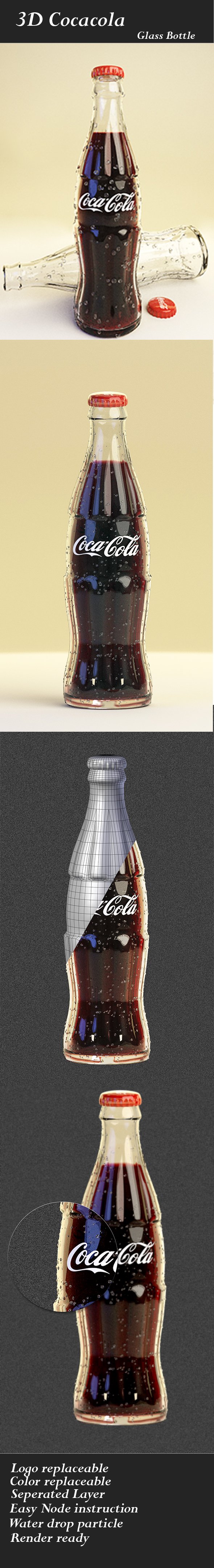 3D Cocacola Glass Bottle - 3DOcean Item for Sale