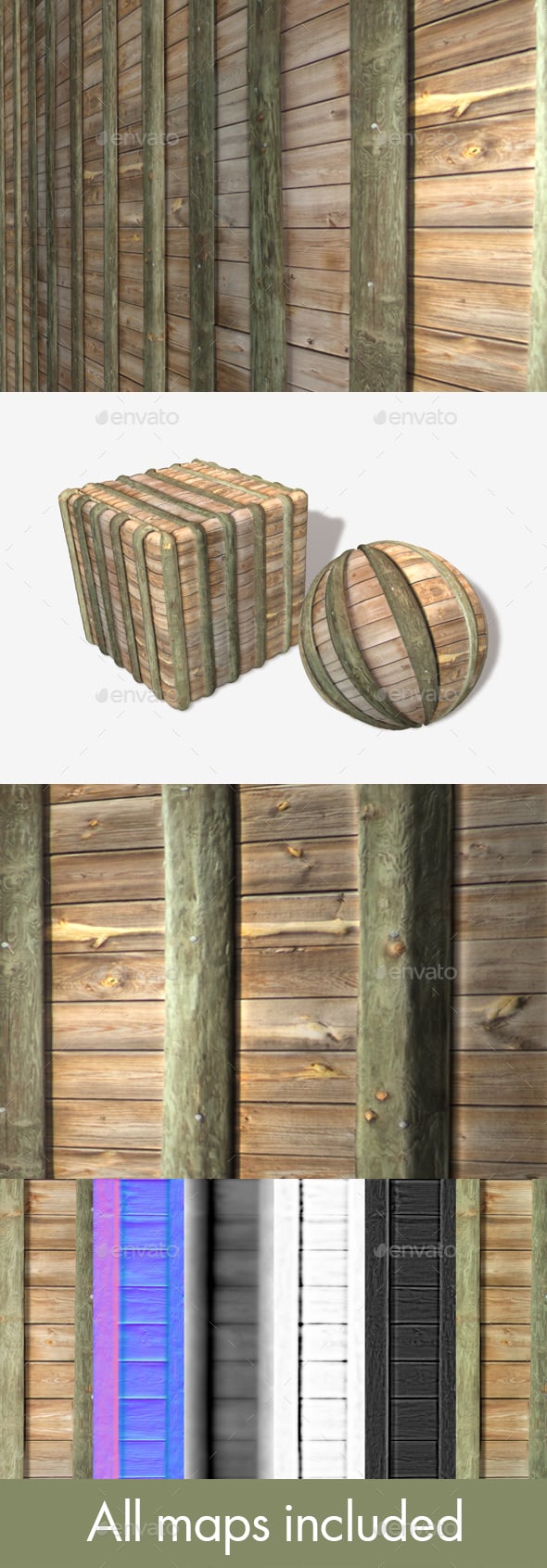 Wooden Barrier Wall Seamless Texture - 3DOcean Item for Sale