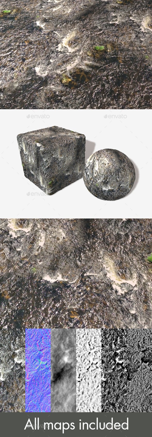 High Angle Water Rapids Seamless Texture - 3DOcean Item for Sale