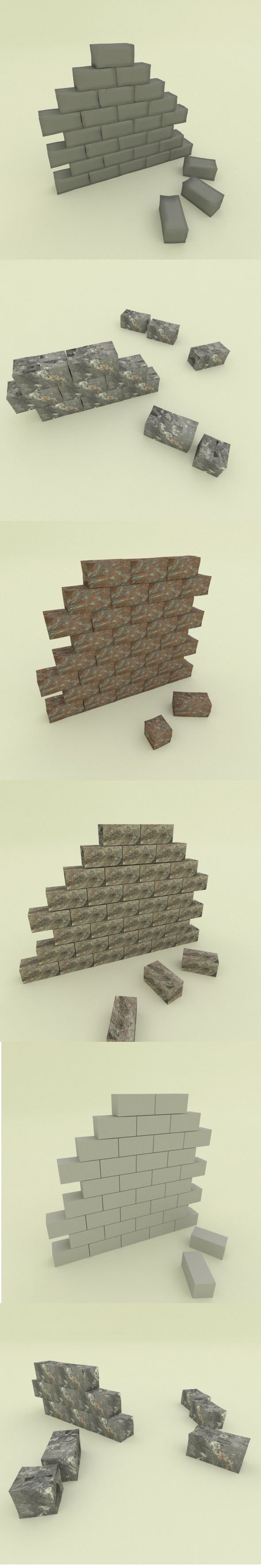 5 stone wall segments - 3DOcean Item for Sale