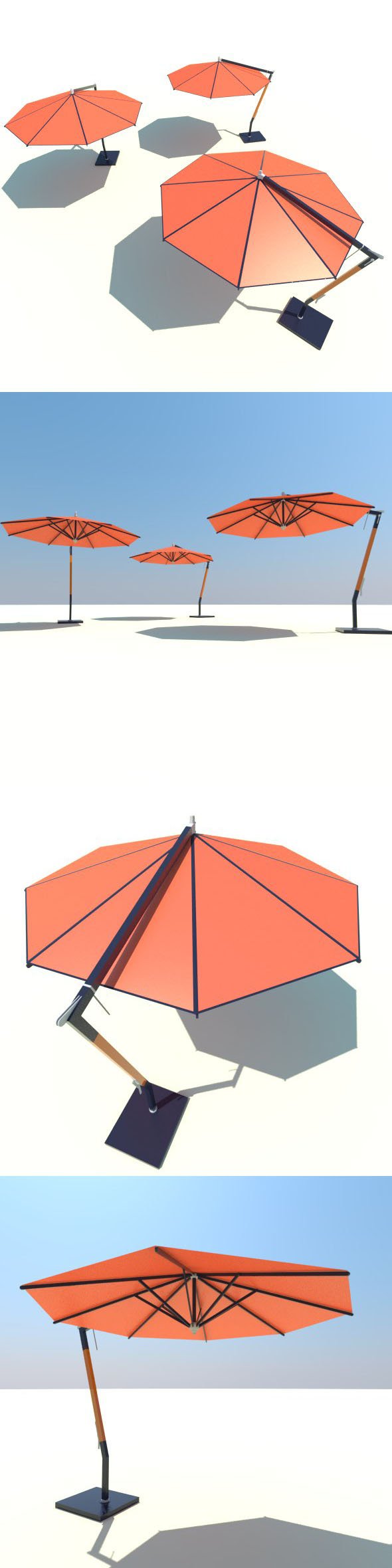 LOW POLY Woodline Picollo Round Cantilever Umbrella - 3DOcean Item for Sale
