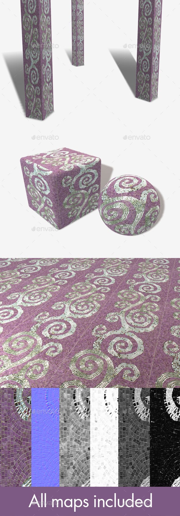 Mosaic Curls Seamless Texture - 3DOcean Item for Sale