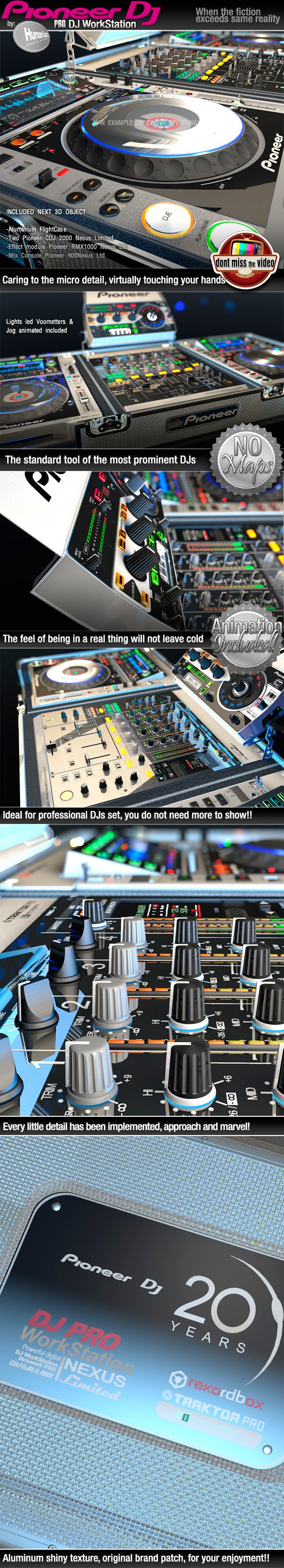 Pro DJ Equipment Workstation Flightcase Digital CDJ & RMX Pioneer - 3DOcean Item for Sale