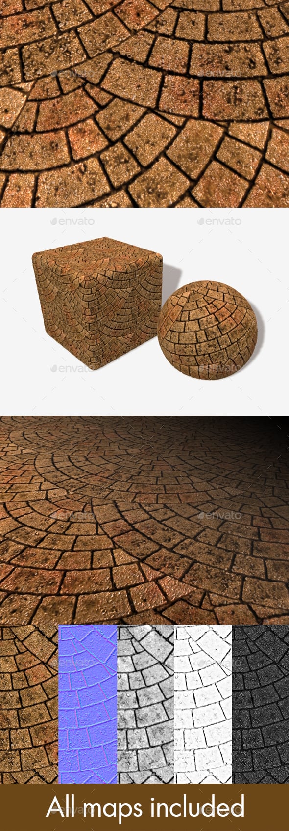 Red Brick Paving Circle Pattern Seamless Texture - 3DOcean Item for Sale