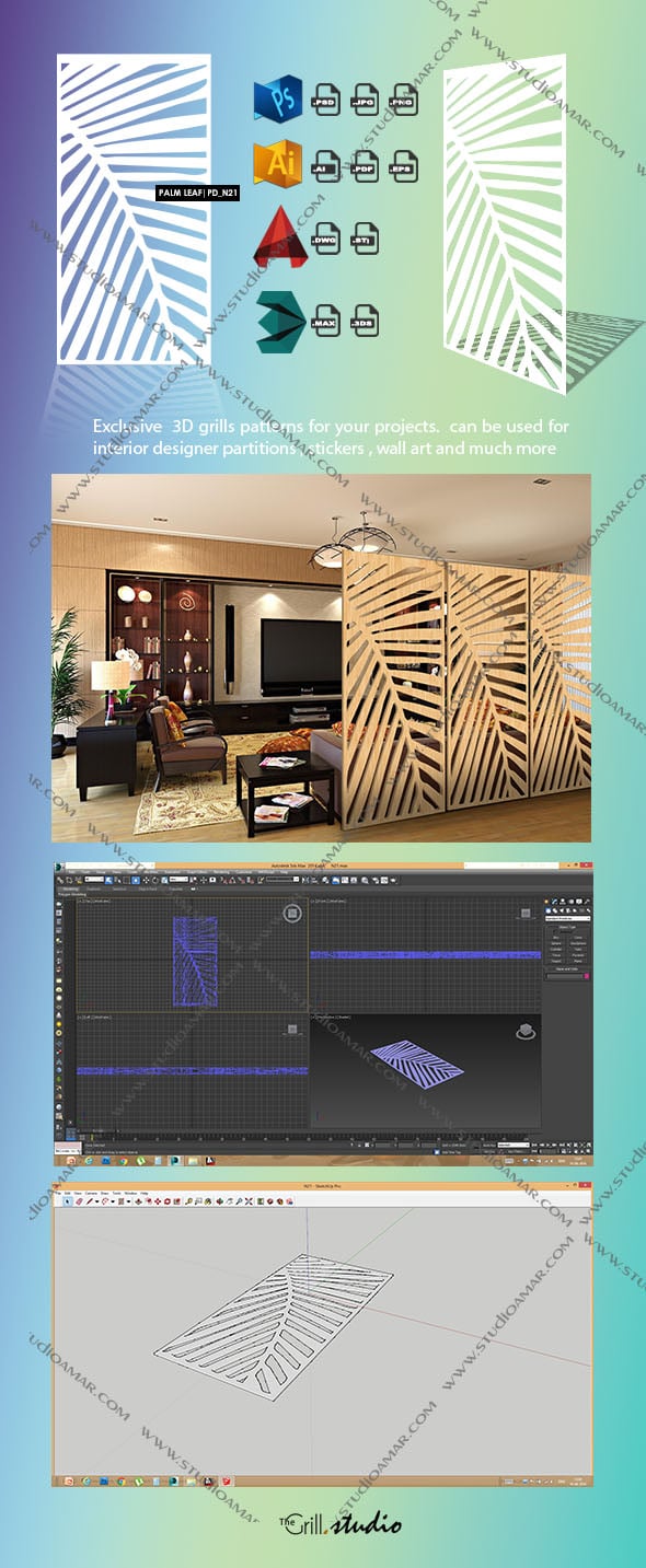 Palm leaf (3d screens) PD_N21 - 3DOcean Item for Sale