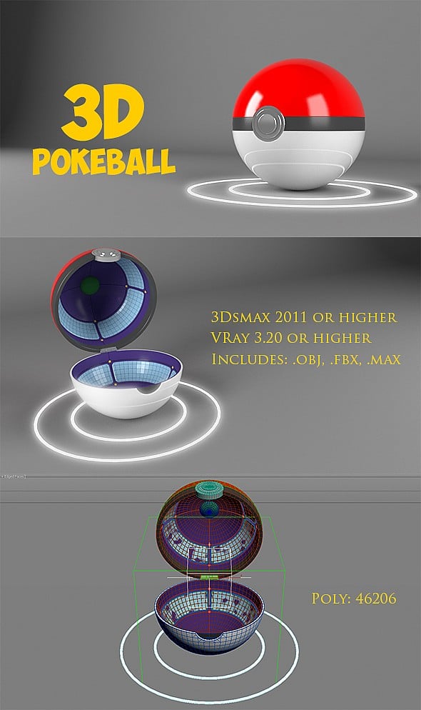 3D Pokeball - 3DOcean Item for Sale