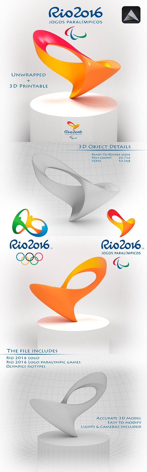 Rio 2016 Logo - 3DOcean Item for Sale