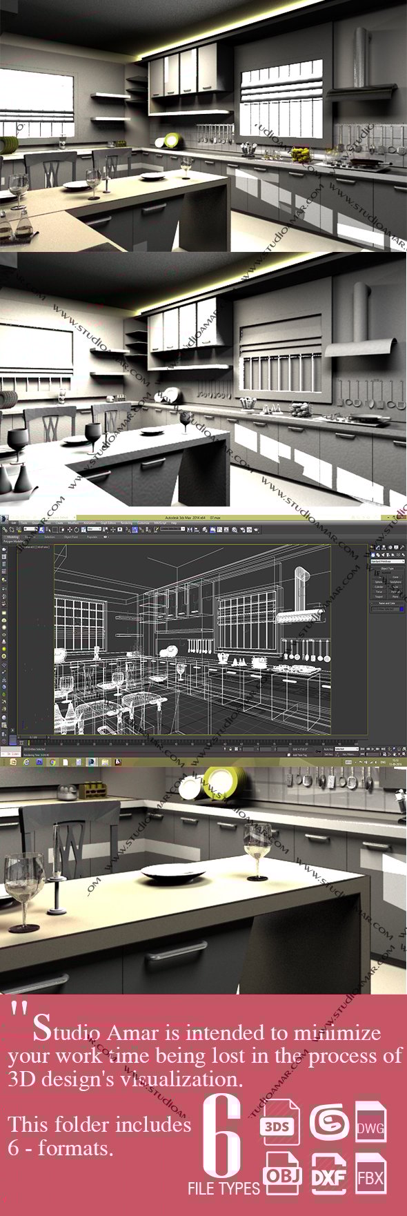 Realistic Modular Kitchen 164 - 3DOcean Item for Sale