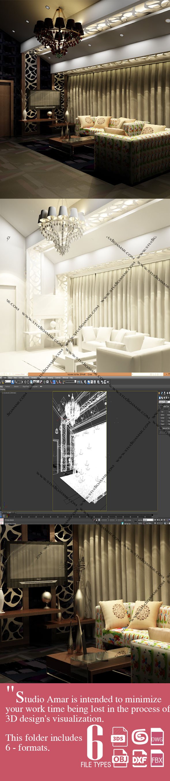 Luxury Living room 180 - 3DOcean Item for Sale