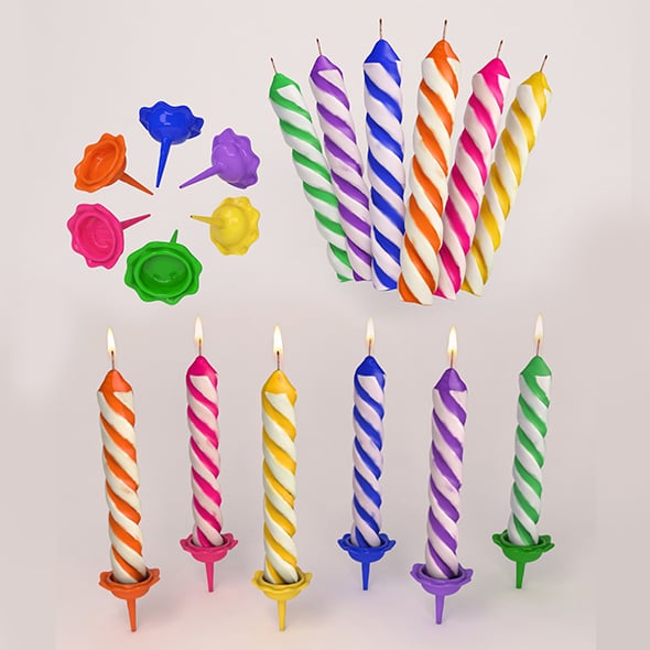high poly Birthday candles - 3DOcean Item for Sale