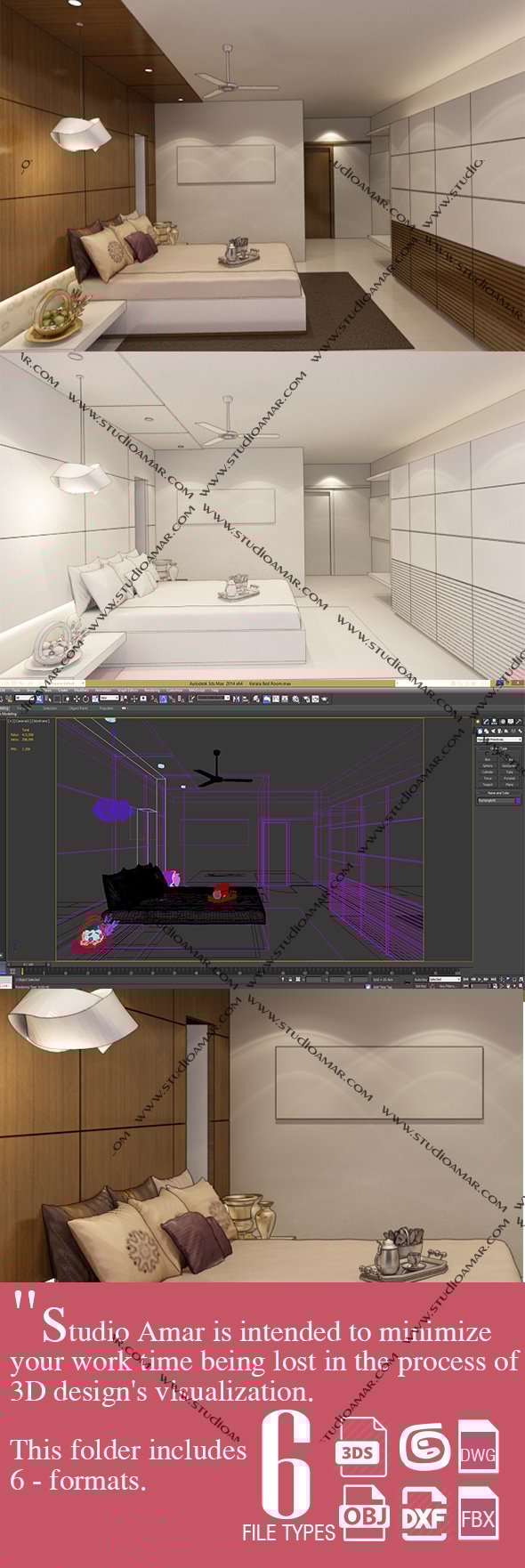 Realistic Master Bedroom 197 - 3DOcean Item for Sale