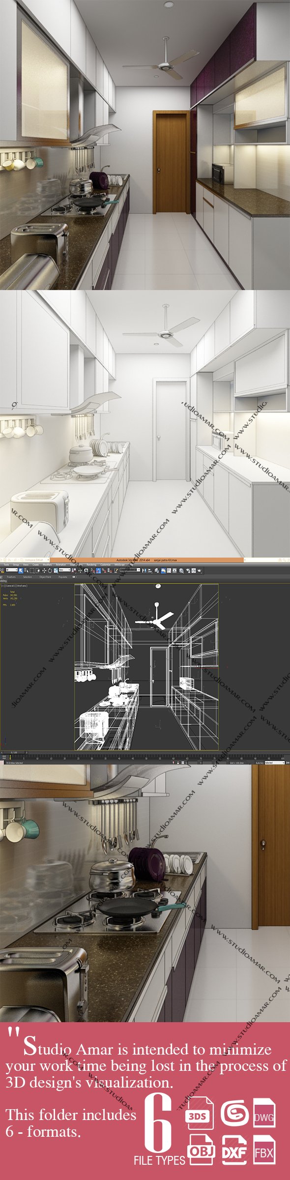 Realistic Modular Kitchen 203 - 3DOcean Item for Sale