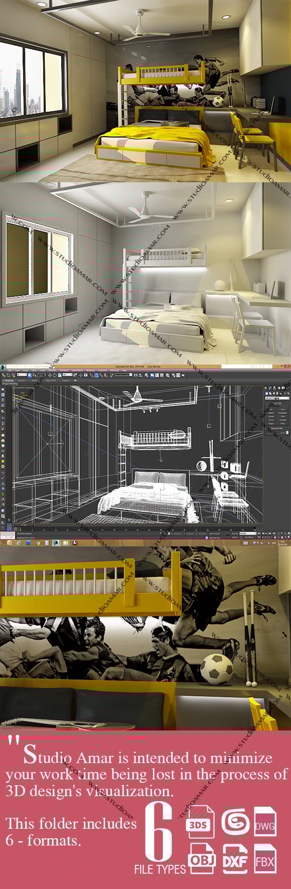 Realistic Modern bedroom 209 - 3DOcean Item for Sale