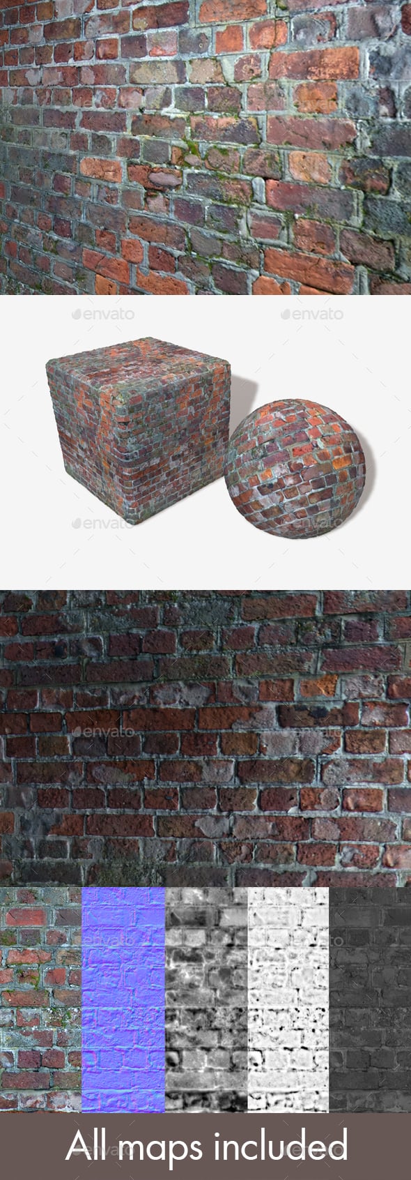 Damaged Re Cemented Bricks Seamless Texture - 3DOcean Item for Sale