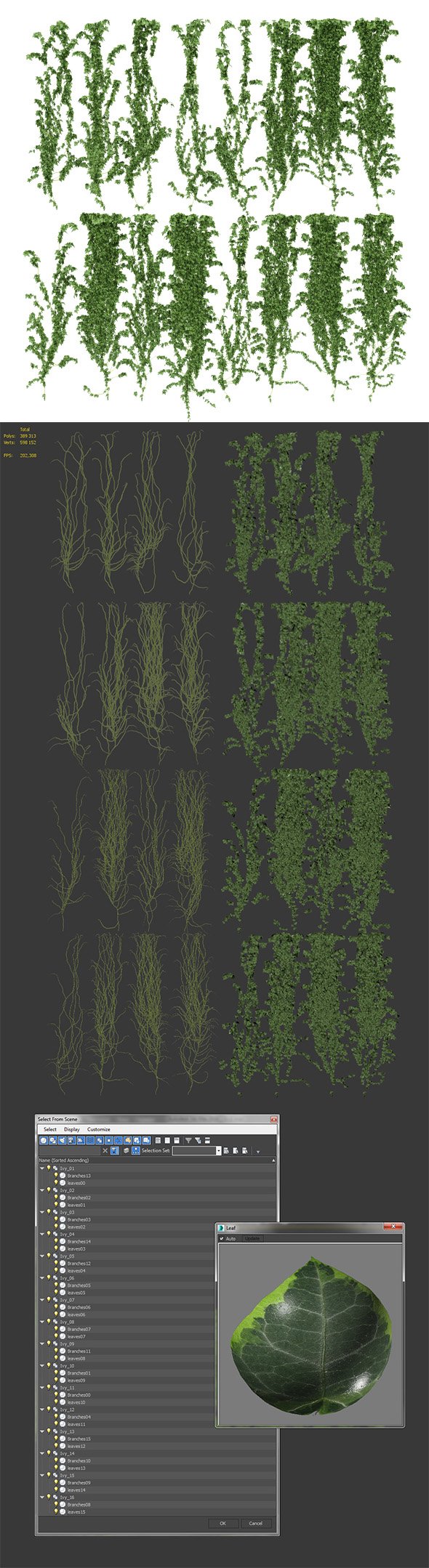 Ivy wall. 16 models - 3DOcean Item for Sale