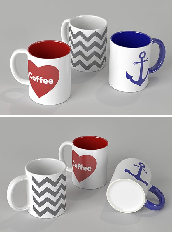 Custimizable Coffee Mugs - 3DOcean Item for Sale