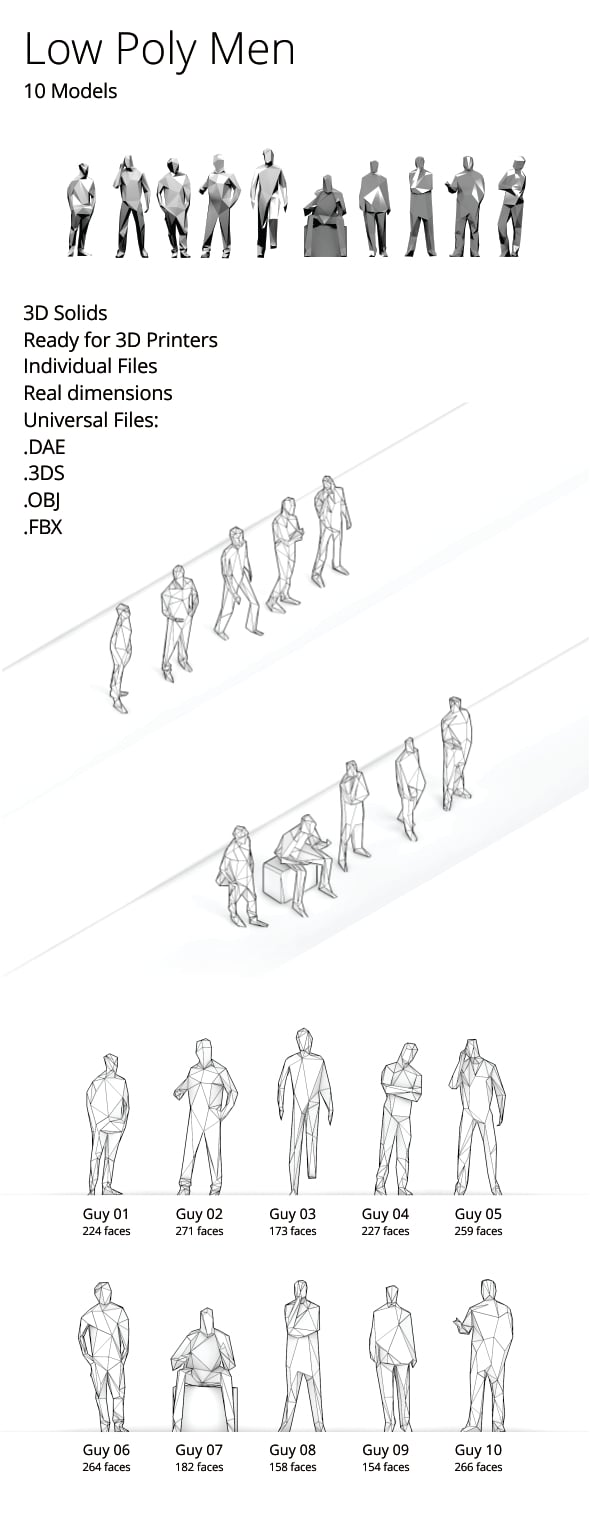 Low Poly Men Pack - 3DOcean Item for Sale