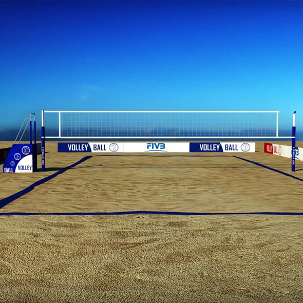 Beach volleyball court low poly - 3DOcean Item for Sale