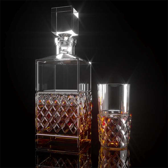 Cashs Crystal Cooper Single Malt Square Decanter - 3DOcean Item for Sale