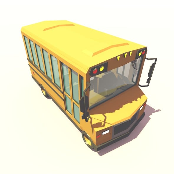 Low Poly School Bus - 3DOcean Item for Sale