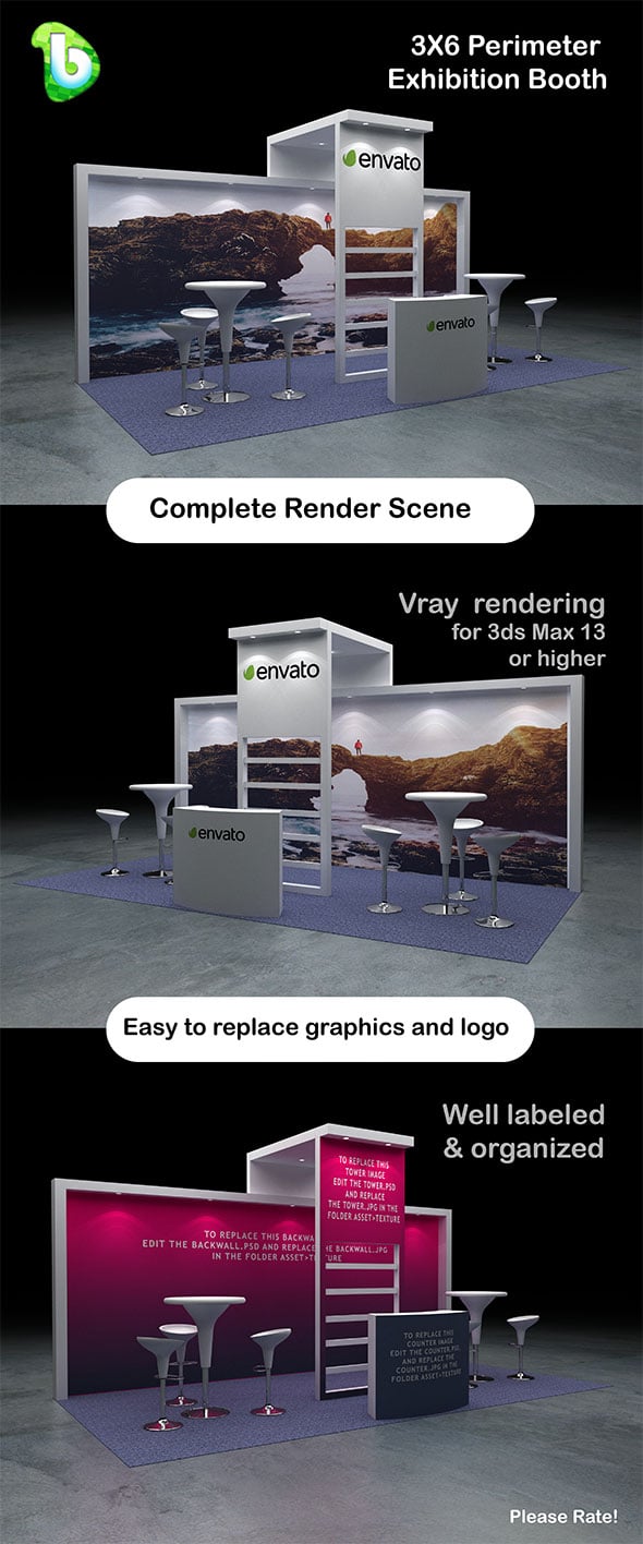 Exhibition Booth - Perimeter 3x6 - 3DOcean Item for Sale