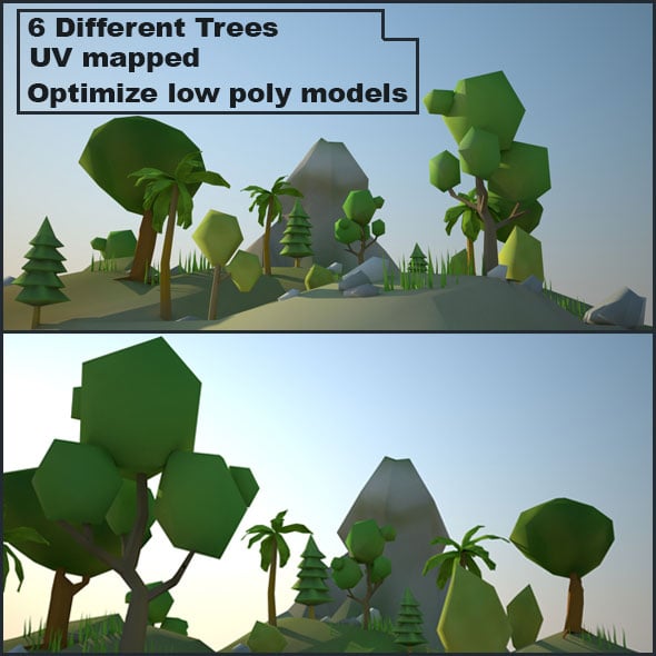 Low Poly Environment (6 Different Trees) - 3DOcean Item for Sale