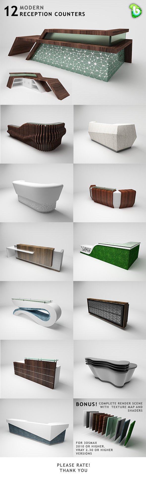 12 Modern Reception Counters Compilation - 3DOcean Item for Sale