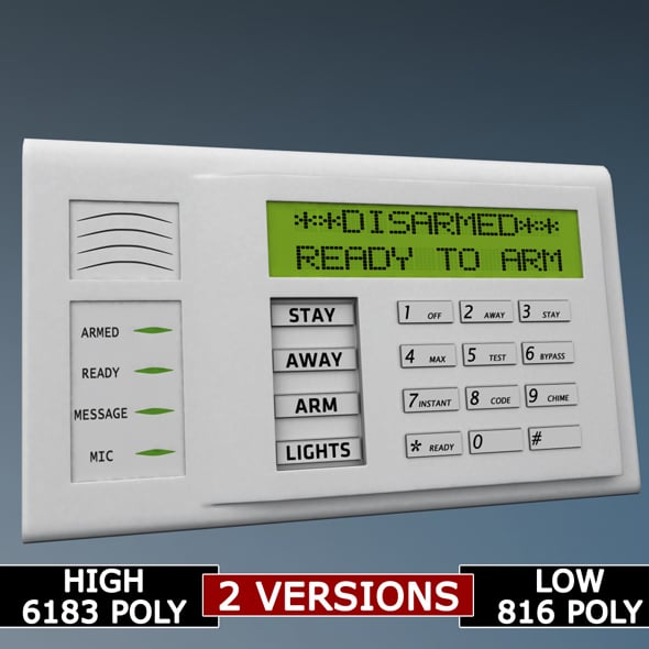 Alarm system keypad low poly - 3DOcean Item for Sale
