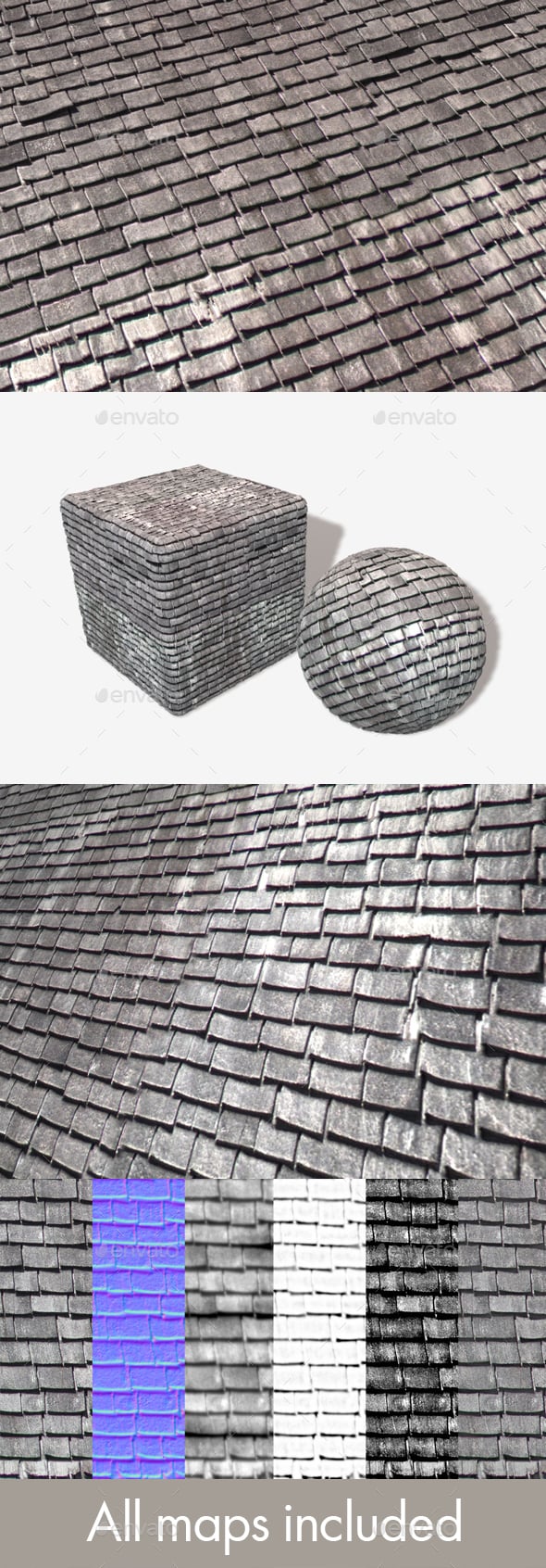 Rickety Old Roof Tiles Seamless Texture - 3DOcean Item for Sale