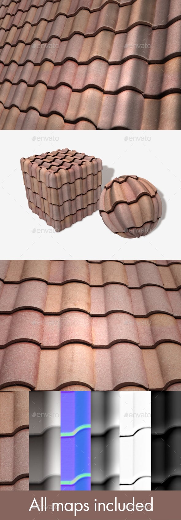 Terracotta Roof Tiles Seamless Texture - 3DOcean Item for Sale