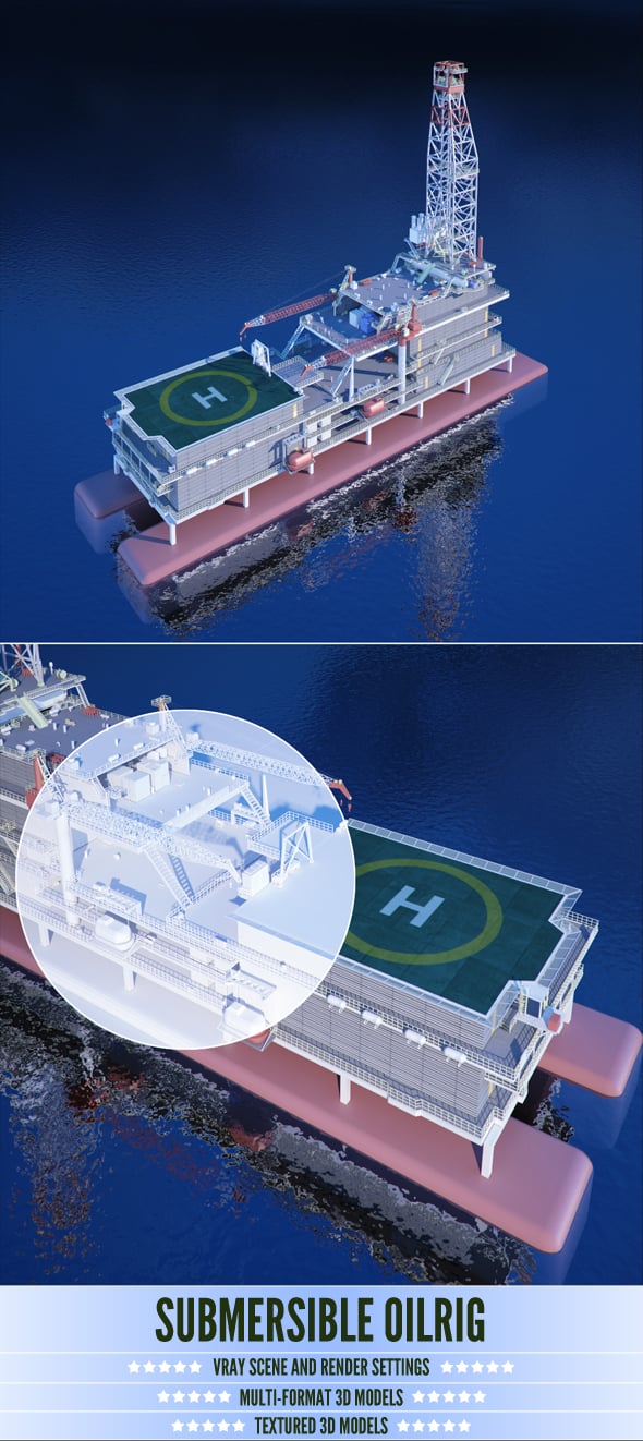 Submersible Oilrig - 3DOcean Item for Sale