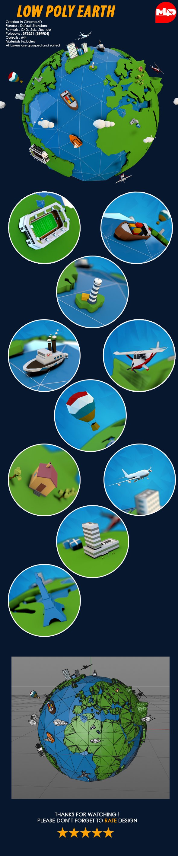 Low Poly Earth - 3DOcean Item for Sale