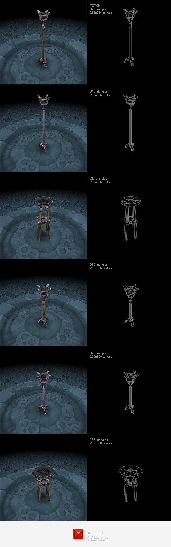 Low Poly Torch Set - 3DOcean Item for Sale