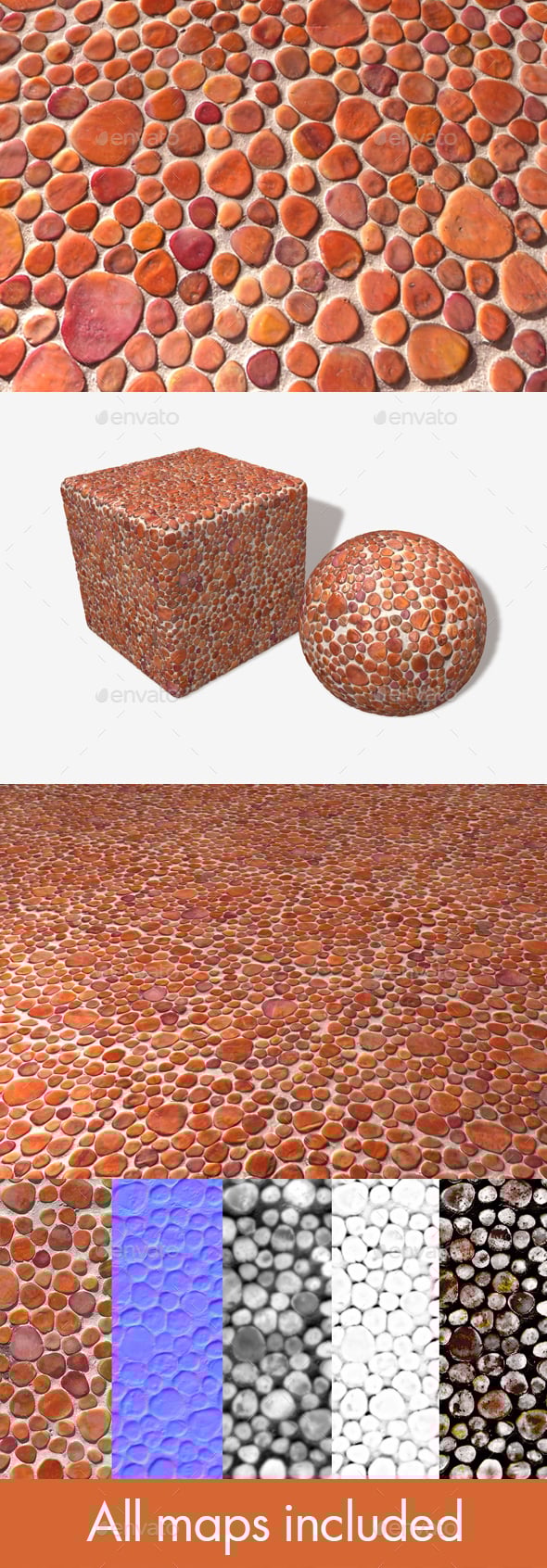 Orange Stone Mosaic Decoration Texture - 3DOcean Item for Sale