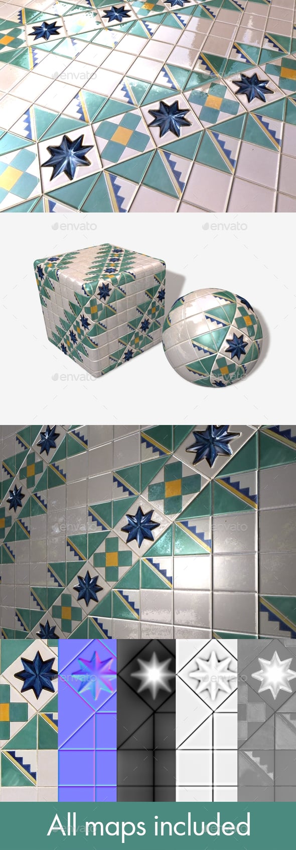 Colourful Fun Wall Tiles Seamless Texture - 3DOcean Item for Sale