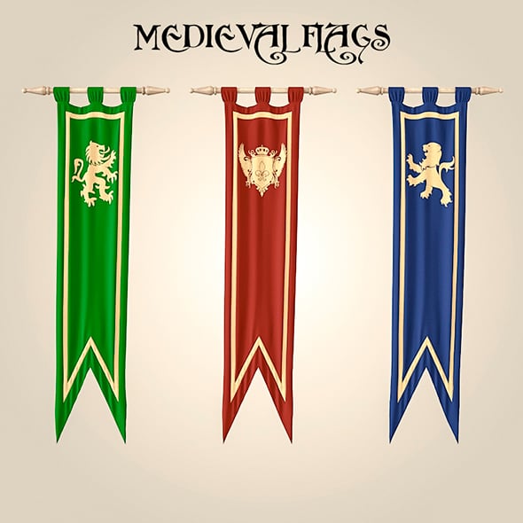 Medieval_flags - 3DOcean Item for Sale