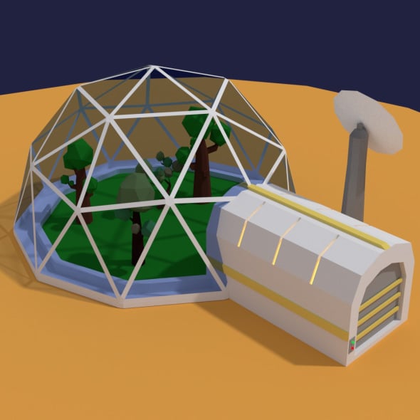 Low Poly Sci Fi Greenhouse - 3DOcean Item for Sale