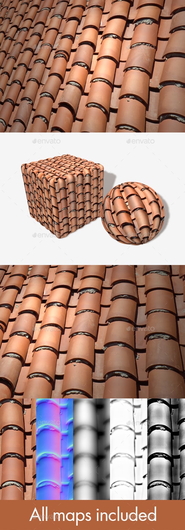 Messy Terracotta Roof Tiles Seamless 1 - 3DOcean Item for Sale