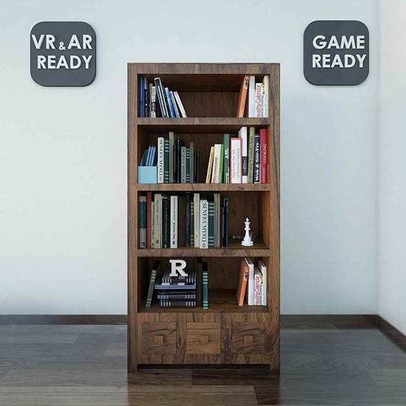 Bookshelf VR_AR_Game Ready - 3DOcean Item for Sale