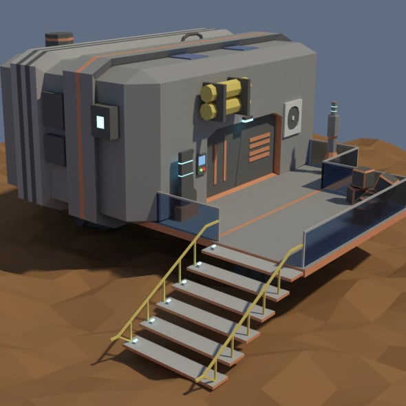 Low Poly Cartoony Sci Fi Building - 3DOcean Item for Sale