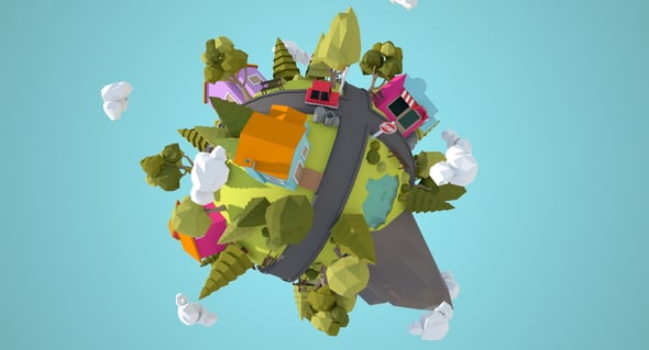 Little Town Lowpoly Miniplanet - 3DOcean Item for Sale