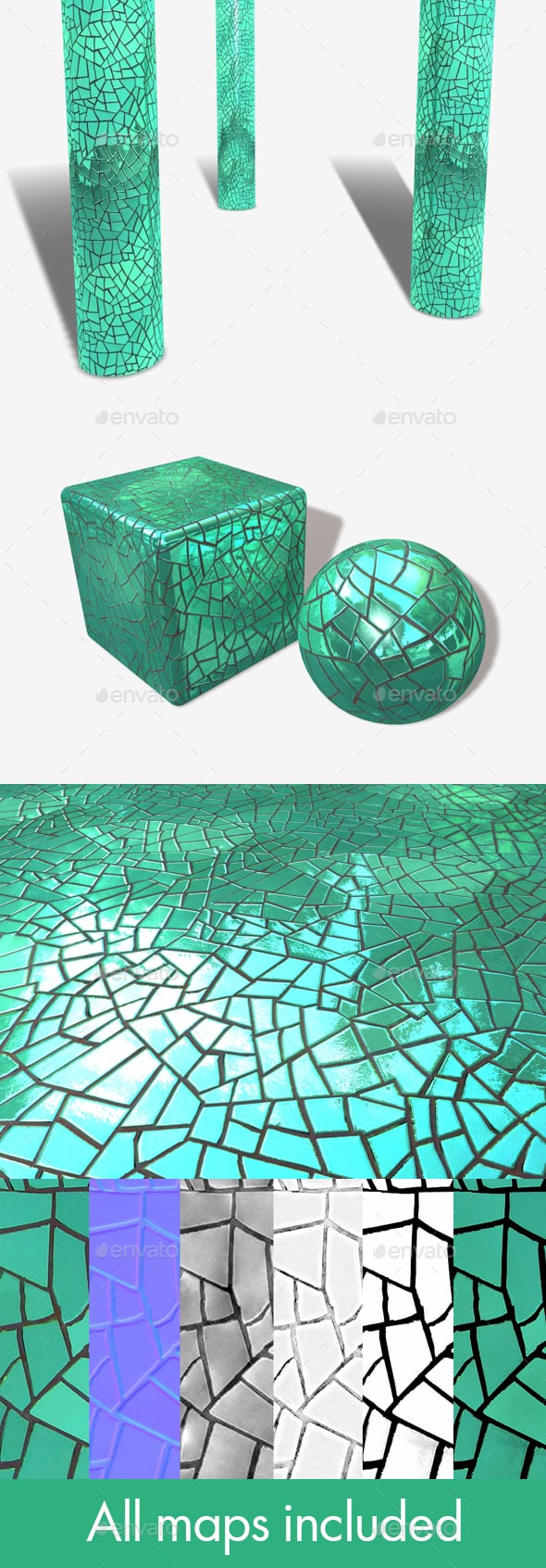 Green Mirror Mosaic Seamless Texture - 3DOcean Item for Sale
