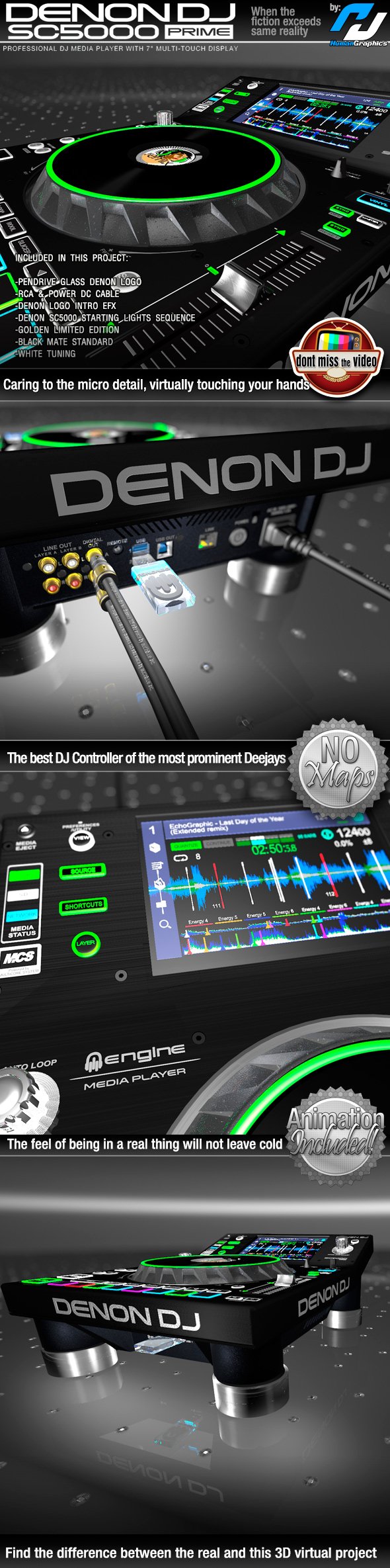 Denon SC5000 Prime - Pro. DJ Media Player, in 3 different skins - 3DOcean Item for Sale