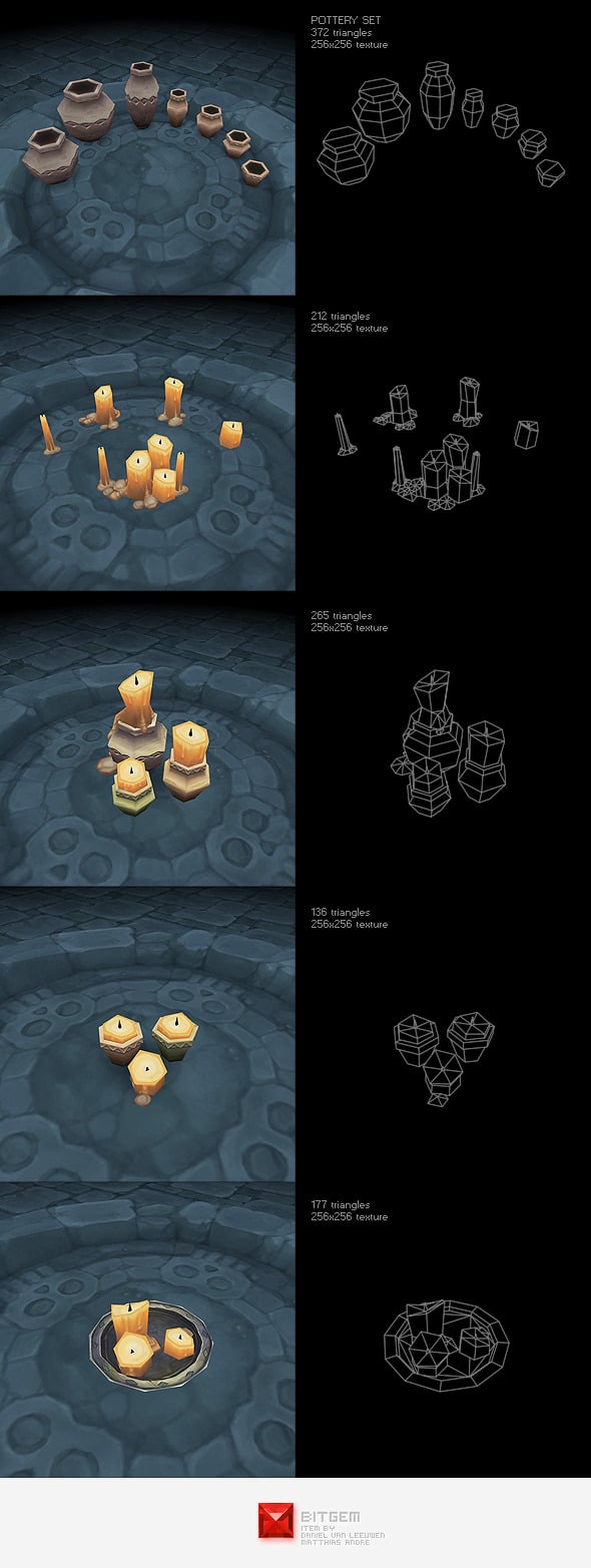 Low Poly Pottery Set - 3DOcean Item for Sale