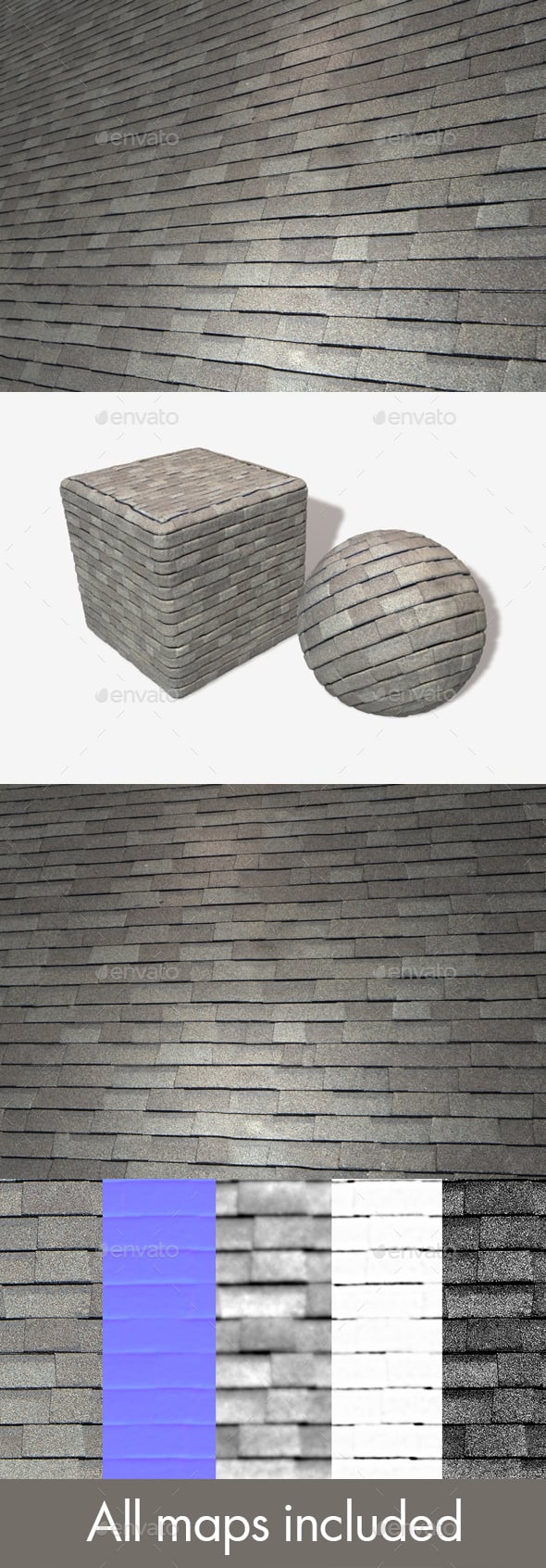 Random New Roof Tiles Seamless Texture - 3DOcean Item for Sale