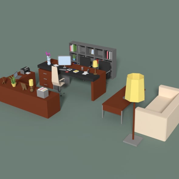 Low Poly Managers Room - 3DOcean Item for Sale
