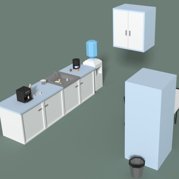 Low Poly Office Kitchen - 3DOcean Item for Sale